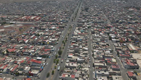 aerial panoramic view ecatepec neighborhood in north mexico city suburbs