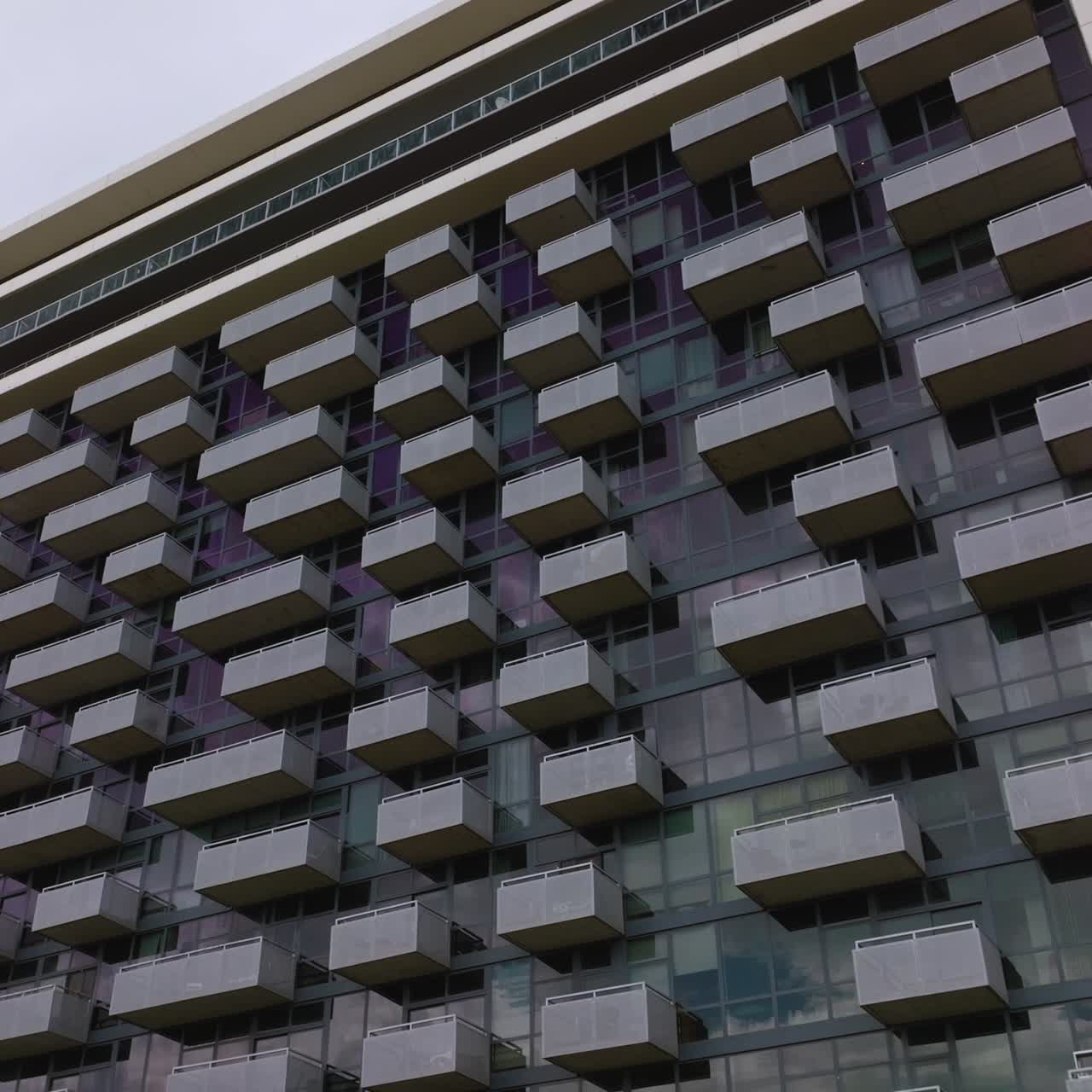 Beautiful modern building of glass and concrete. View of the top of structure. Amazing architecture of Chicago, Illinois