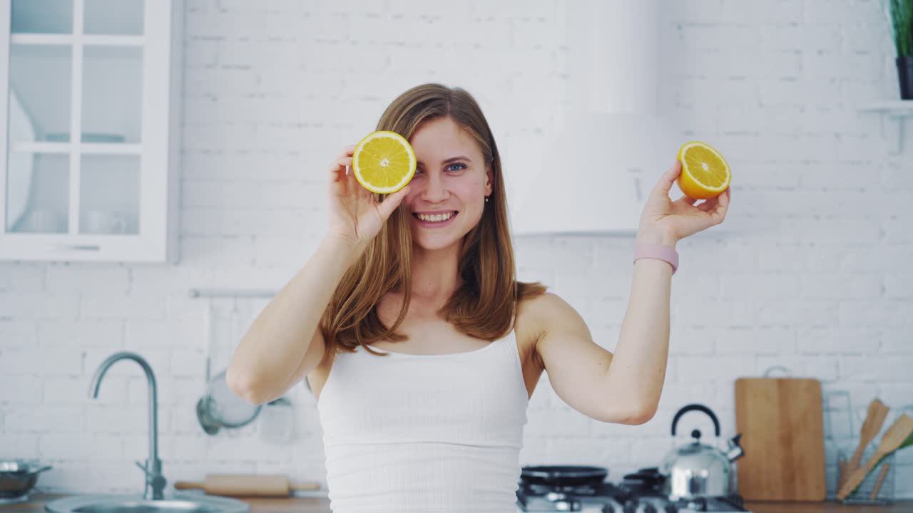Woman with Oranges on her eyes