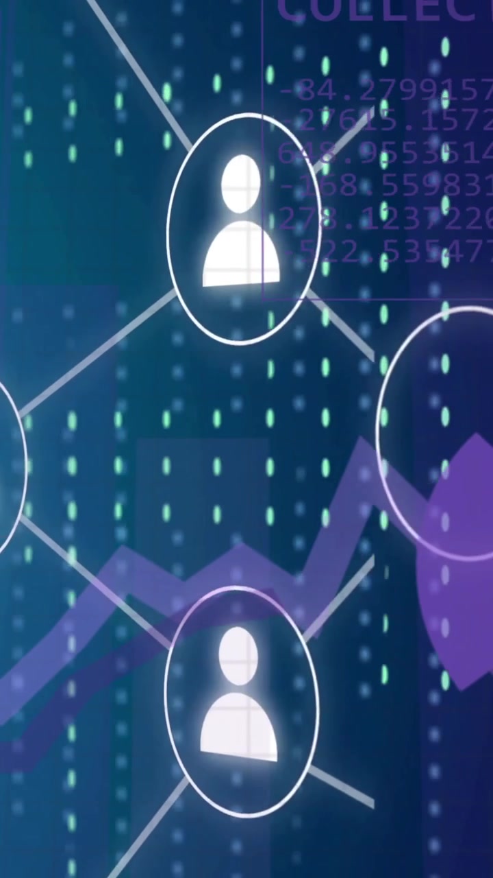 Collecting data and network connections animation over digital background with graphs