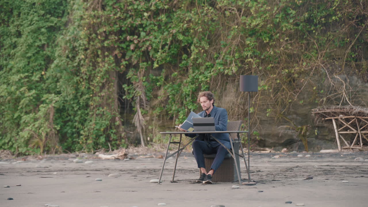 Businessman Working In Tropics