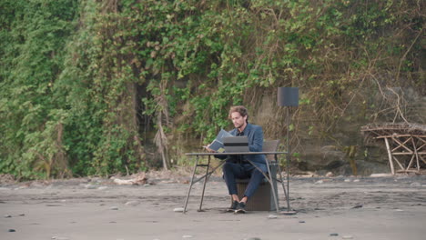 businessman working in tropics