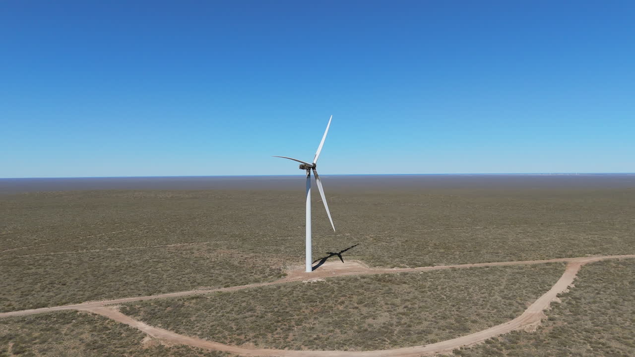 Flying into burned out wind turbine in Patagonia, Chubut, Argentina