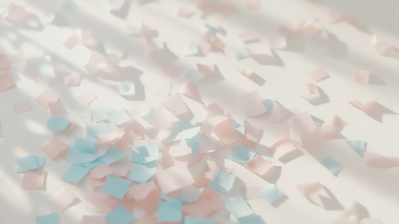 Pink and Blue Confetti Scattered with Shadows