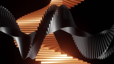round spiral steps like objects rotating seamlessly in dark.
