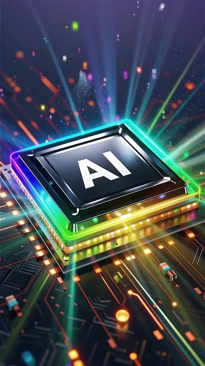 Futuristic AI Chip Motherboard Technology Background