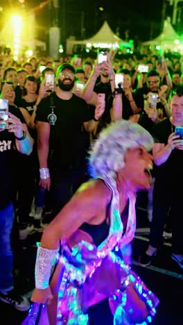 energetic crowd at a nighttime festival