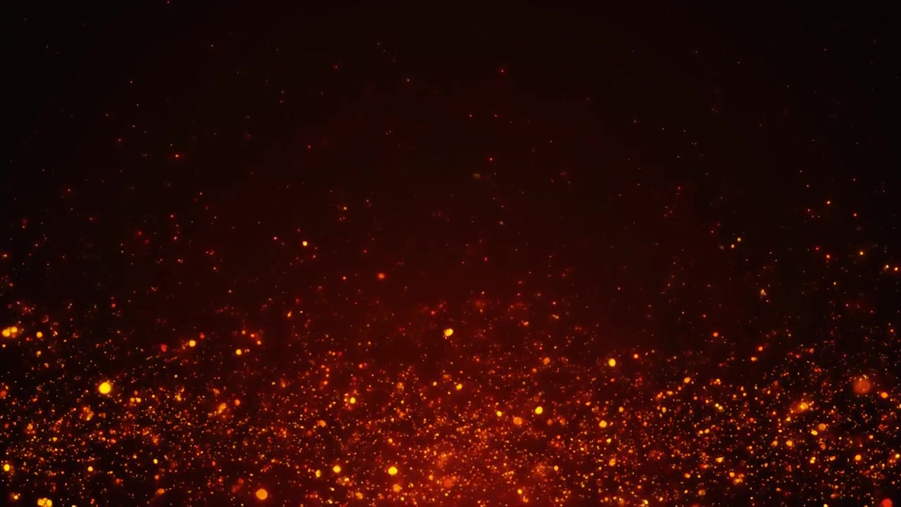 Abstract Background of Glowing Golden Particles Floating in Dark Space