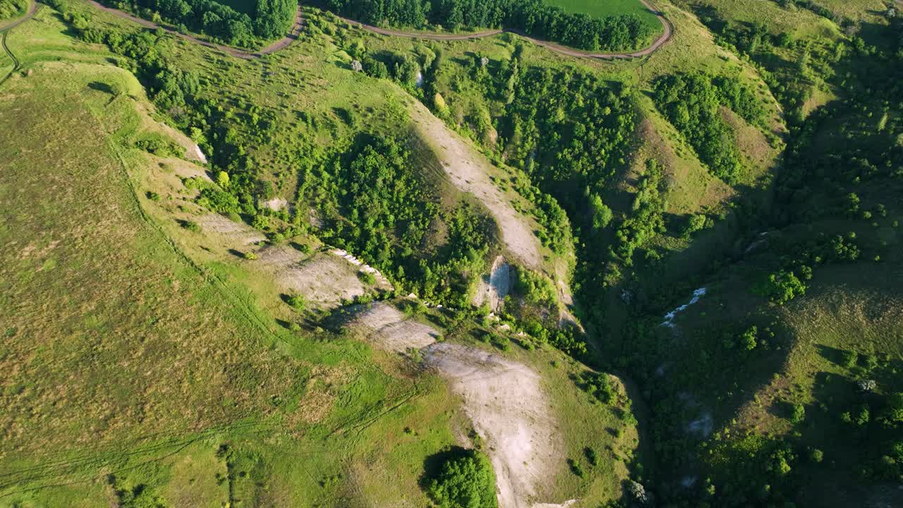 воздушный вид на холмы и лес