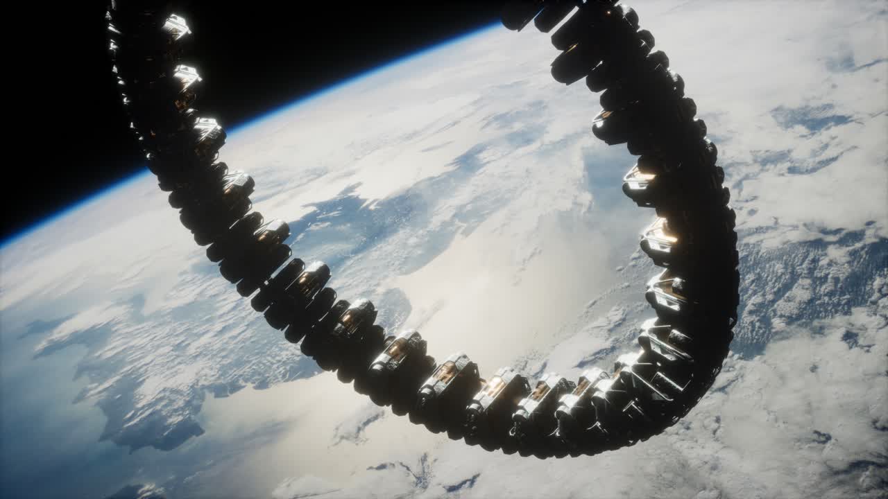 estación espacial futurista en órbita terrestre