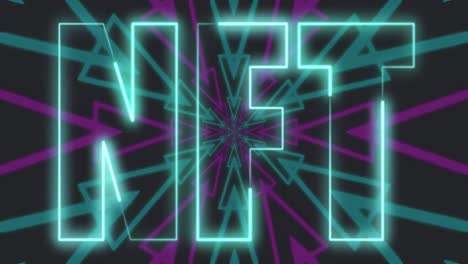 animation of nft text over shapes on black background