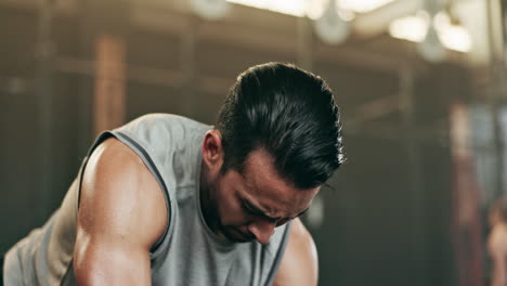 Serious-man,-dumbbell-and-weightlifting