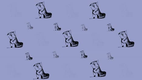 Animation-of-drawing-of-shoes-repeated-on-pink-background