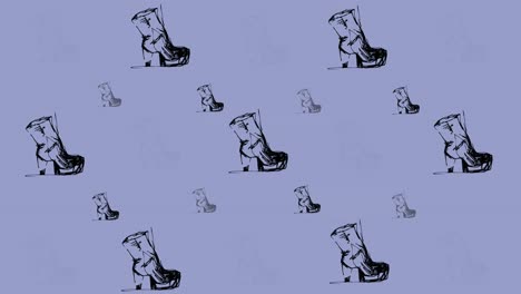 animación de un dibujo de zapatos repetido sobre un fondo rosa