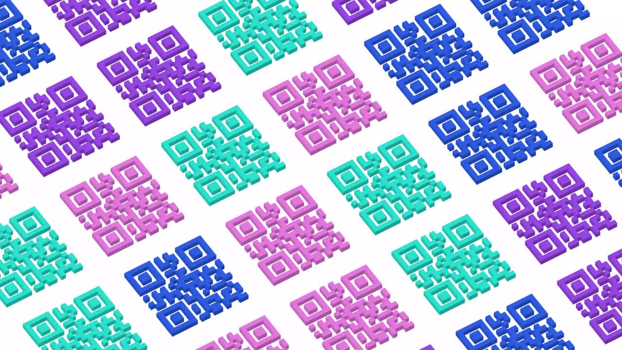 fondo del concepto de código de barras, colorido. animación de bucle sin costuras, concepto de negocio.