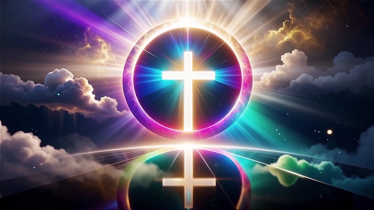 Christian Cross Heavenly Light Worship Background