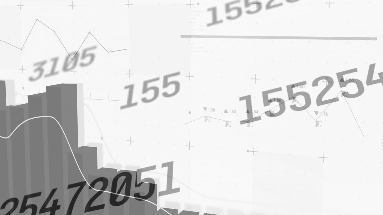 animación del procesamiento de datos financieros sobre un fondo blanco