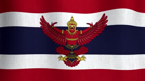 realistic cotton flag of thailand with coat of arms as a background