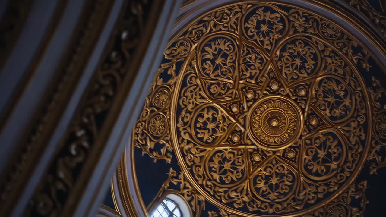 Ornate Gilded Dome Interior with Intricate Patterns