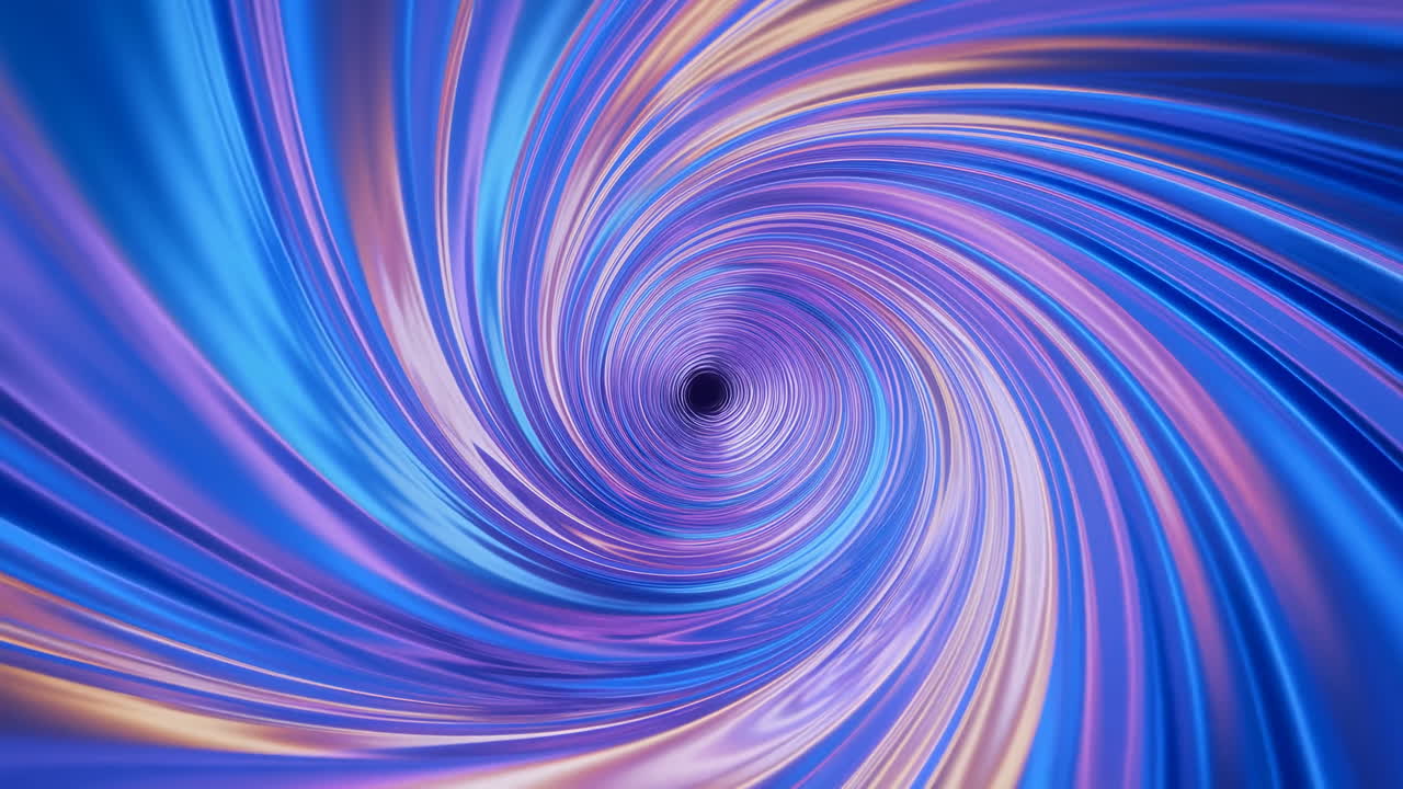 Blue Purple Spiral Vortex Tunnel Neon Motion Loop, Cinematic Seamless Background With Liquid Light Streaks,