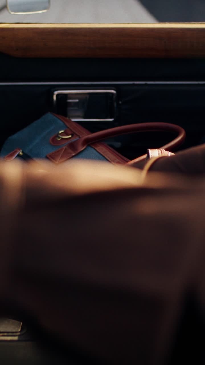 Vintage Car Interior with Bag