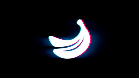 banana symbol on glitch retro vintage animation.