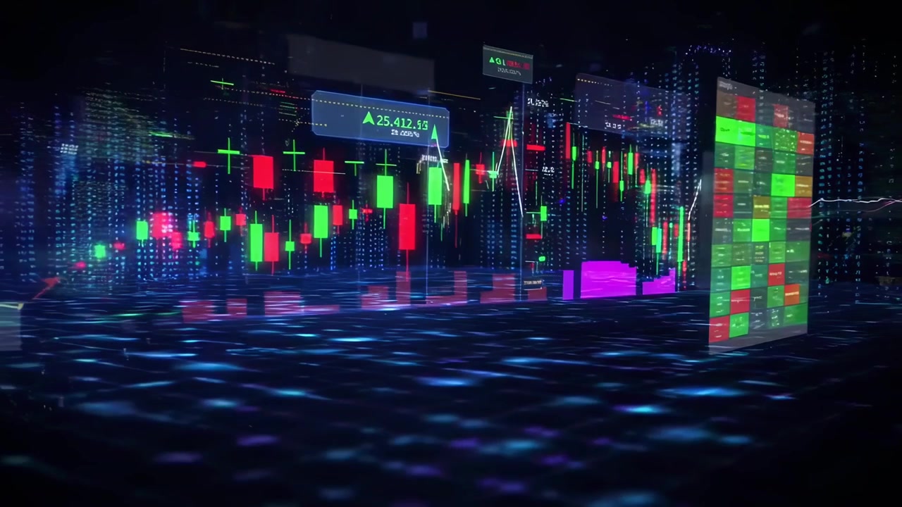 Animazione di grafico a candele del mercato azionario finanziario digitale