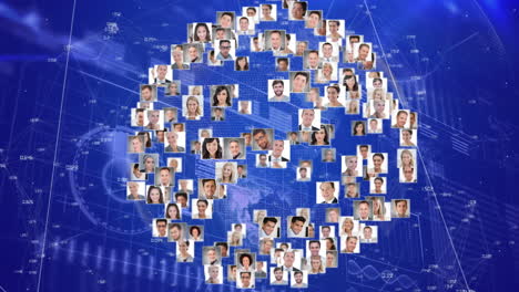 el globo digital con iconos de perfil representa las redes globales y los negocios.