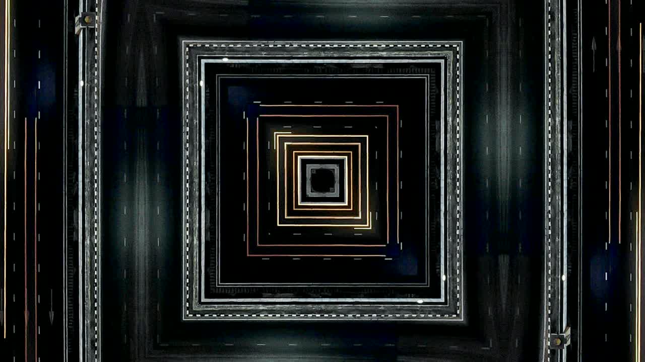 fondo abstracto futurista con animación de vuelo en túnel futurista abstracto con patrón de líneas de luz de neón.