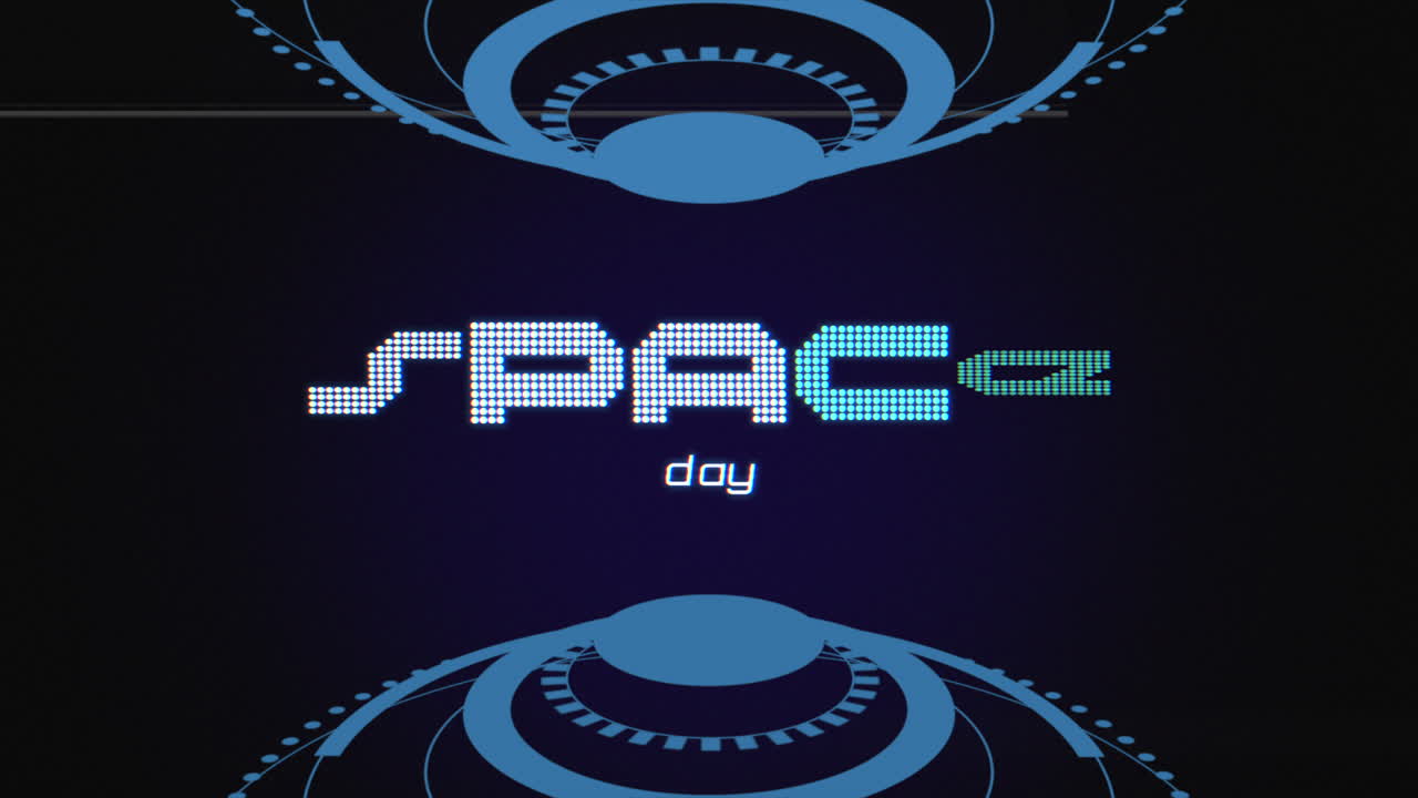 Space Day with circles HUD elements on computer screen