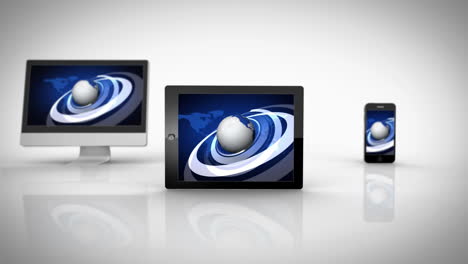 media devices showing earth graphic