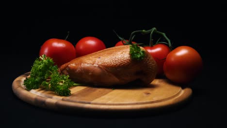 smoked chicken breast with tomatoes and parsley