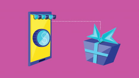 tecnología de compras en línea con teléfonos inteligentes y regalos