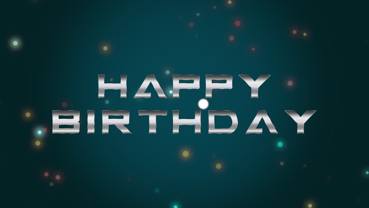 Colorful glowing Happy Birthday card on blue background