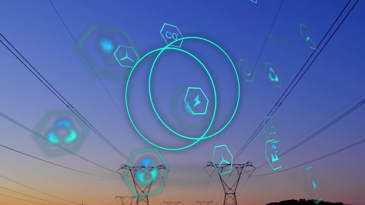 기둥 위에 있는 생태학 아이콘과 원의 애니메이션