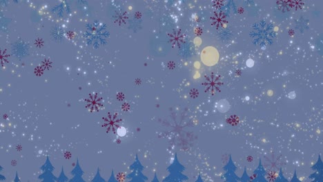 Animation-Von-Schnee,-Der-über-Weihnachtsmuster-Fällt