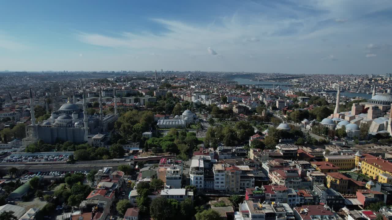 hagia sophia y la mezquita azul video de avión no tripulado fatih istanbul turquía