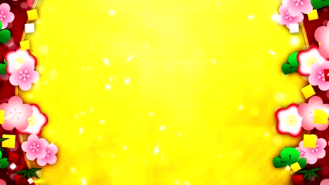 nuevo año patrón japonés, fondo dorado, animación en bucle,