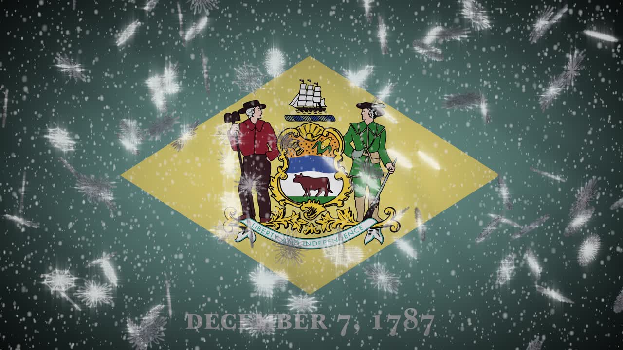 델라웨어 발: 눈이 떨어지고, 새해와 크리스마스 배경, 루프