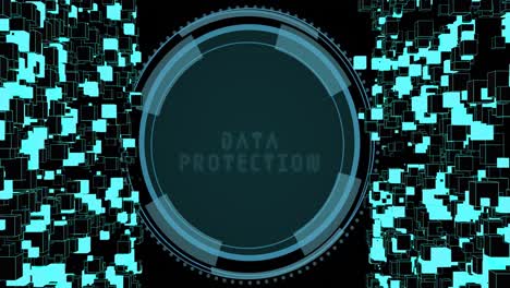 animation of data protection text with scope and network of connections