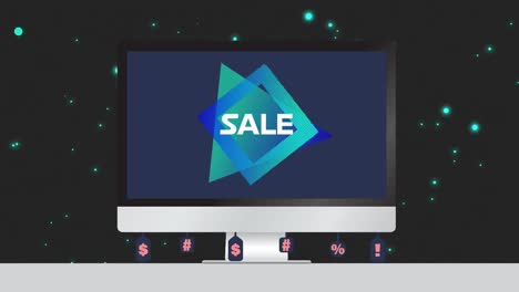 animación del texto de venta en la computadora