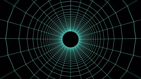 seamless loop motion graphic in tunnel with abstract glowing lines. futuristic loop animation on a dark background