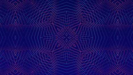 hexágonos parpadeantes sobre el caleidoscopio formas abstractas azules y rojas