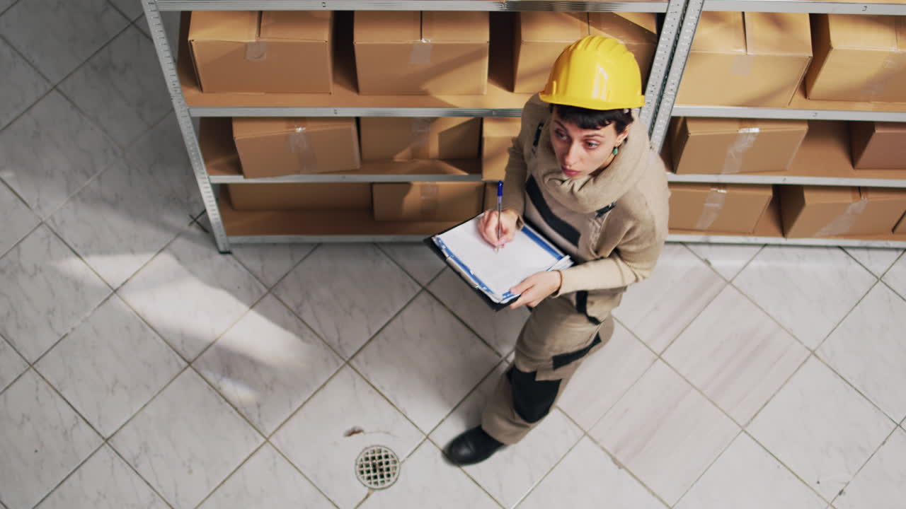 trabajador de almacén comprobando el inventario