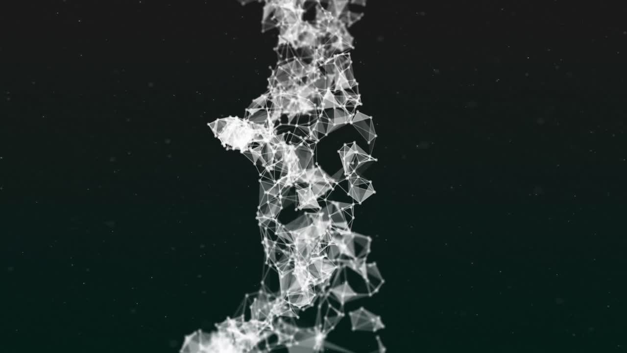 검은 바탕에 dna 구조를 형성하는 연결 네트워크