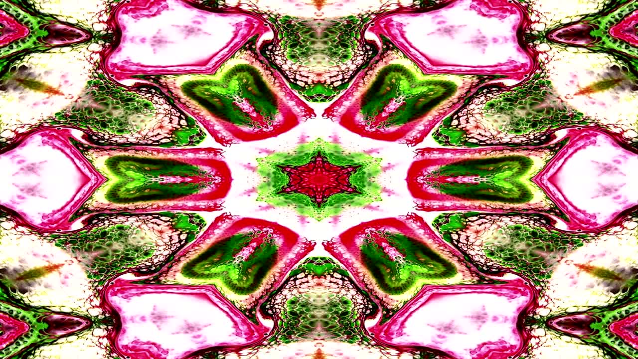 추상적인 다채로운 대칭 패턴 장식 장식 카레도스코프 운동 기하학적 원과 별 모양