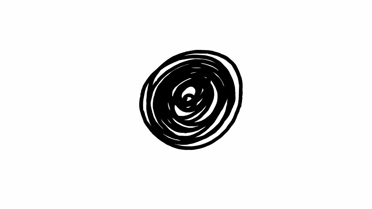 Animated Hand-Drawn Black Scribble Circle on White Background