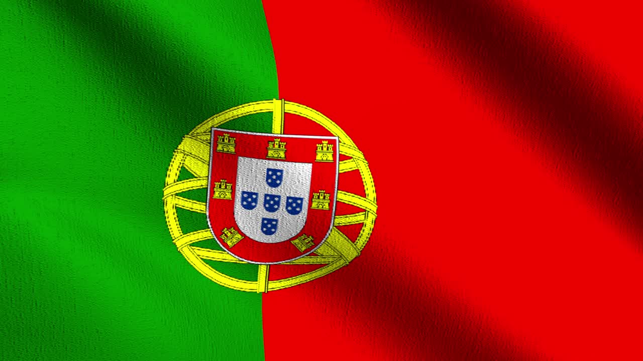 ポルトガルの国旗は風に吹かれています - 公式の愛国的な抽象デザイン - 3dレンダリングのイラスト - 振るサインのシンボル