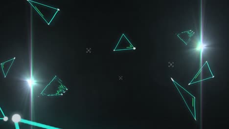 Animation-of-flickering-green-triangles-and-markers-on-black-background