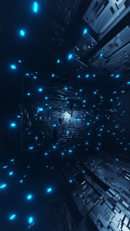 flying through a blue light tunnel. vertical looped animation